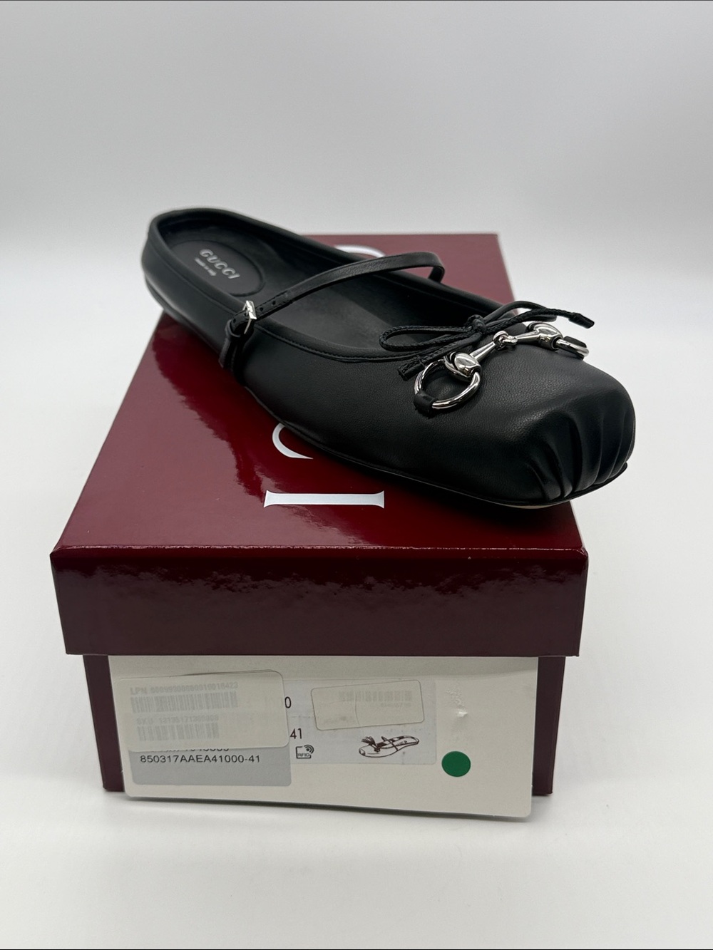 Gucci Black Leather Horsebit Ballet Flat